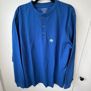 L.L. Bean Cobalt Blue Henley Long Sleeve – Cozy Slouchy Fit, Men’s L/Women’s XL